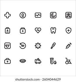 Health icons with solid style, perfect for user interface projects