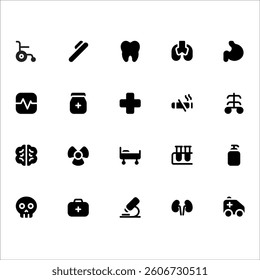 Health Icons with solid style, perfect for user interface projects