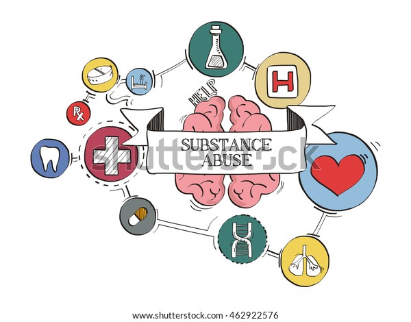 Health Icons Substance Abuse Concept Sketch Stock Vector Royalty Free