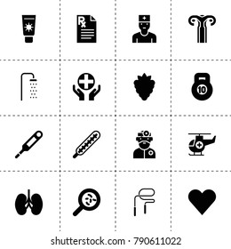 Health icons. vector collection filled health icons. includes symbols such as berry, bacteria, thermometer, doctor, electronic thermometer. use for web, mobile and ui design.