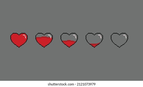 health indicator with love shape in pixel art style