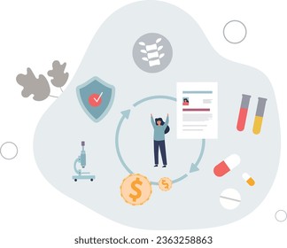 Health information exchange for effective healthcare. Medical system for prescription documentation.flat vector illustration