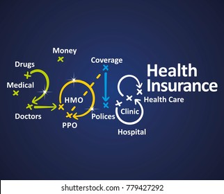 Health Insurance 2018 blue background vector