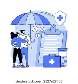 Health Insurance Abstract Concept Vector Illustration. Health Insurance Contract, Medical Expenses, Claim Application Form, Agent Consultation, Sign Document, Emergency Coverage Abstract Metaphor.