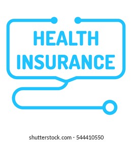 Health insurance. Badge with stethoscope icon. Flat vector illustration on white background.