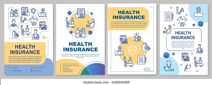 Health Insurance Brochure Template. Dental Treatment Coverage. Flyer, Booklet, Leaflet Print, Cover Design With Linear Icons. Vector Layouts For Magazines, Annual Reports, Advertising Posters