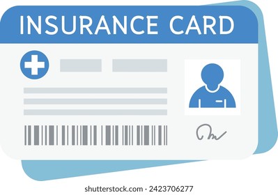 Health insurance card concept vector illustration on white background. Medical insurance card in blue color flat design.