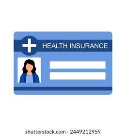 Health insurance card concept vector illustration on white background. Medical insurance card in blue color flat design.