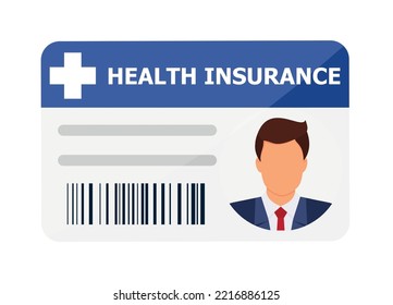 Health Insurance Card Flat Design On White Background. Medical Insurance Card Concept Vector Illustration. Eps 10