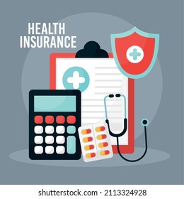 health insurance card with items