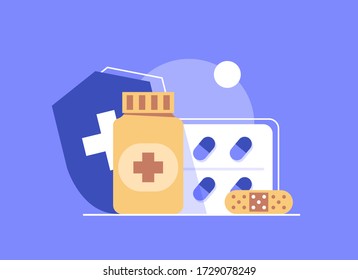Health insurance concept banner,Medicine and healthcare flat design concept