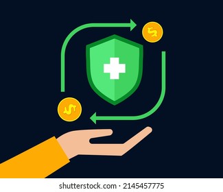 Health insurance concept. Cartoon vector style for your design.