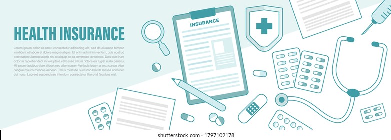 Health insurance concept. Element object healthcare and medical. Vector illustration