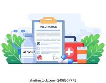 Health insurance concept flat illustration vector template, Healthcare, and medical service banner, Medicine, Health coverage concept for landing page, web design, infographic