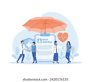 Health insurance concept flat vector illustration for landing page, banner, web design, business. flat vector modern illustration 