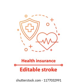Health insurance concept icon. Cardiology. Medicine and healthcare idea thin line illustration. Vector isolated outline drawing. Editable stroke