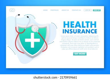 Health insurance concept. Laptop with medical clipboard. Vector illustration.