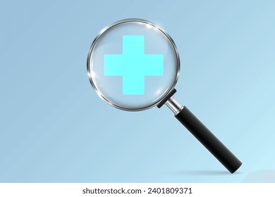 Health insurance concept, medical health protection background, magnifier plus, future medical hospital, medical service reform of health and access to welfare health, digital healthcare