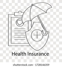 Health insurance concept on transparency background. Creative idea design. Flat vector illustration  