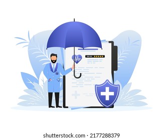 Health Insurance concept. Insurance policy. Money Guarantee. Vector illustration.