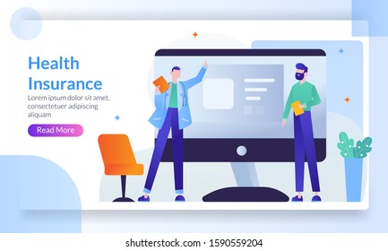 Health Insurance concept, protect life with medical service, consult with diverse doctor, landing page template for banner, flyer, ui, web, mobile app, poster