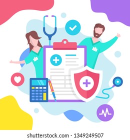 Health insurance concept. Vector illustration. Medical insurance. Modern flat design graphic elements for websites, web pages, templates, infographics, web banners, etc.