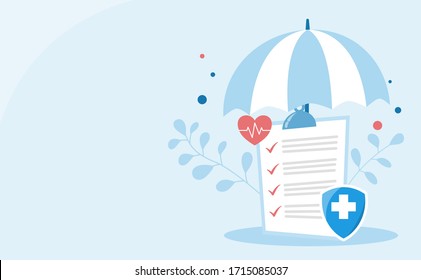 Health insurance concept.Healthcare, finance and medical service. Vector illustration about health insurance.