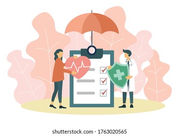 Health insurance concept.Healthcare, finance and medical service. Vector illustration about health insurance.