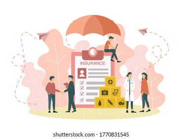 Health insurance concept.Healthcare, finance and medical service. Vector illustration about health insurance.