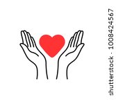 health insurance with contour woman hands. concept of forgiveness or praise gesture silhouette. linear flat style trend modern medicine logotype graphic sketch art design isolated on white background