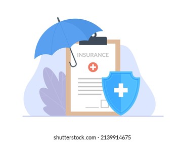 Health insurance contract. Vector illustration of insurance concept.