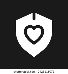 Health insurance dark mode glyph ui icon. Medical coverage. Healthcare. User interface design. White silhouette symbol on black space. Solid pictogram for web, mobile. Vector isolated illustration
