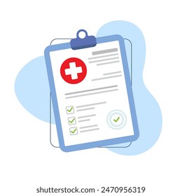 Health Insurance document. Medical checkup - vector illustration.