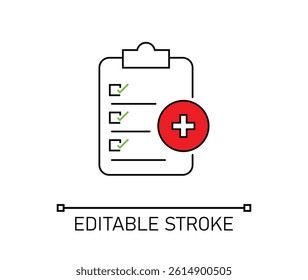 Health Insurance document. Medical checkup icon - vector illustration Editable Stroke stock illustration	