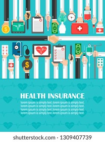 Health Insurance Flat Design.lorem Ipsum Is Simply Text.Vector Illusttration