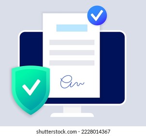 Health insurance form online. Healthcare and life protection concept. Digital agreement, purchase insurance plan on the internet on computer. Clinic or hospital financial coverage vector illustration