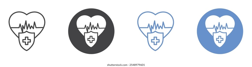 Health insurance icon flat line symbol set.
