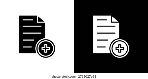 Icono de seguro de salud Flat Solid Style en colores blanco y negro. Vector eps10.