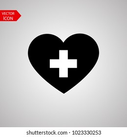 Health insurance icon. Heartbeat cardio vector in trendy flat style on white background.
