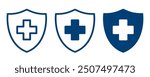 Health insurance icon, Insurance health, medical health protection shield with cross set icons, healthcare medicine protected guard shield concept, safety badge icon, security safeguard label