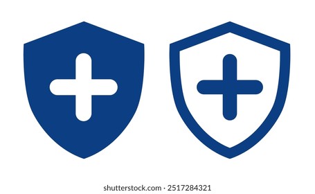 Health insurance icon, Insurance health, medical health protection shield with cross set icons, healthcare medicine protected guard shield concept