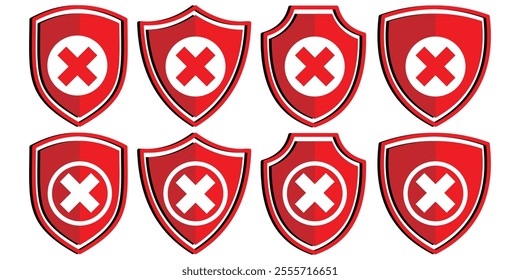 Health insurance icon, medical health protection shield with cross set icons, healthcare medicine protected guard shield. shield cross icon set. vector illustration eps 10.