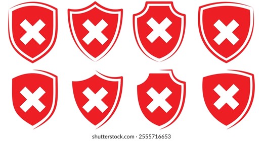 Health insurance icon, medical health protection shield with cross set icons, healthcare medicine protected guard shield. shield cross icon set. vector illustration eps 10.