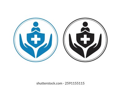 Health insurance icon, Insurance health, medical health protection shield with cross set icons, healthcare medicine protected guard shield concept, safety badge icon, security safeguard label