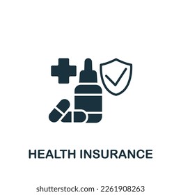 Health insurance icon. Monochrome simple sign from employee benefits collection. Health insurance icon for logo, templates, web design and infographics.