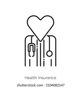 Health Insurance icon. Outline style icon design isolated on white background
