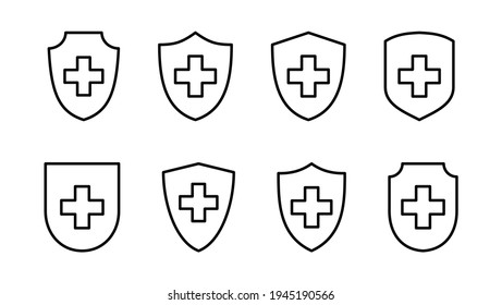 Health insurance icon set. Insurance health document icon