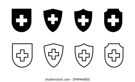 Health insurance icon set. Insurance health document icon
