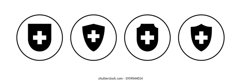 Health insurance icon set. Insurance health document icon