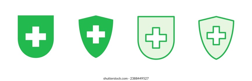 Health insurance icon set. Insurance health document icon